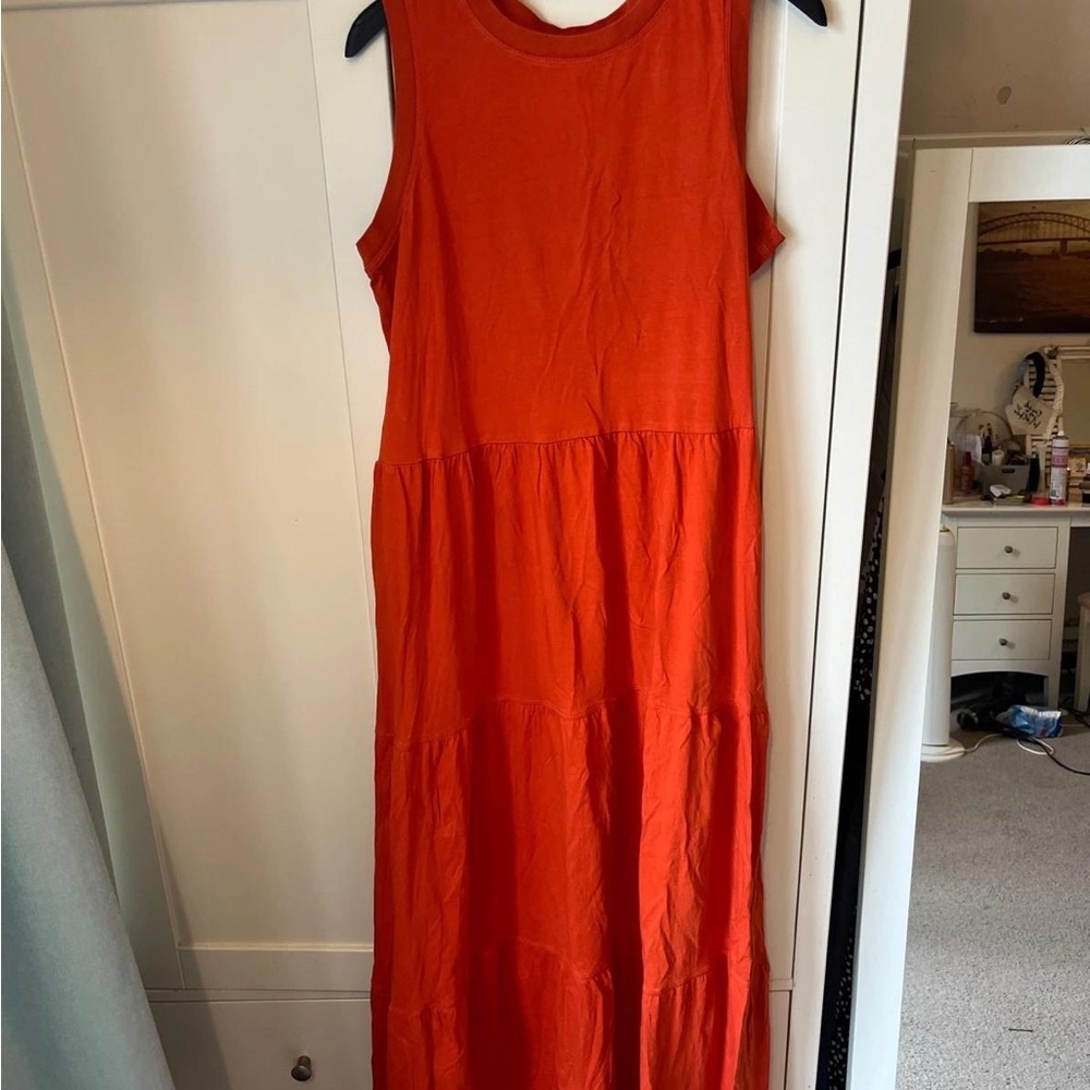 Sleeveless Orange Maxi Dress